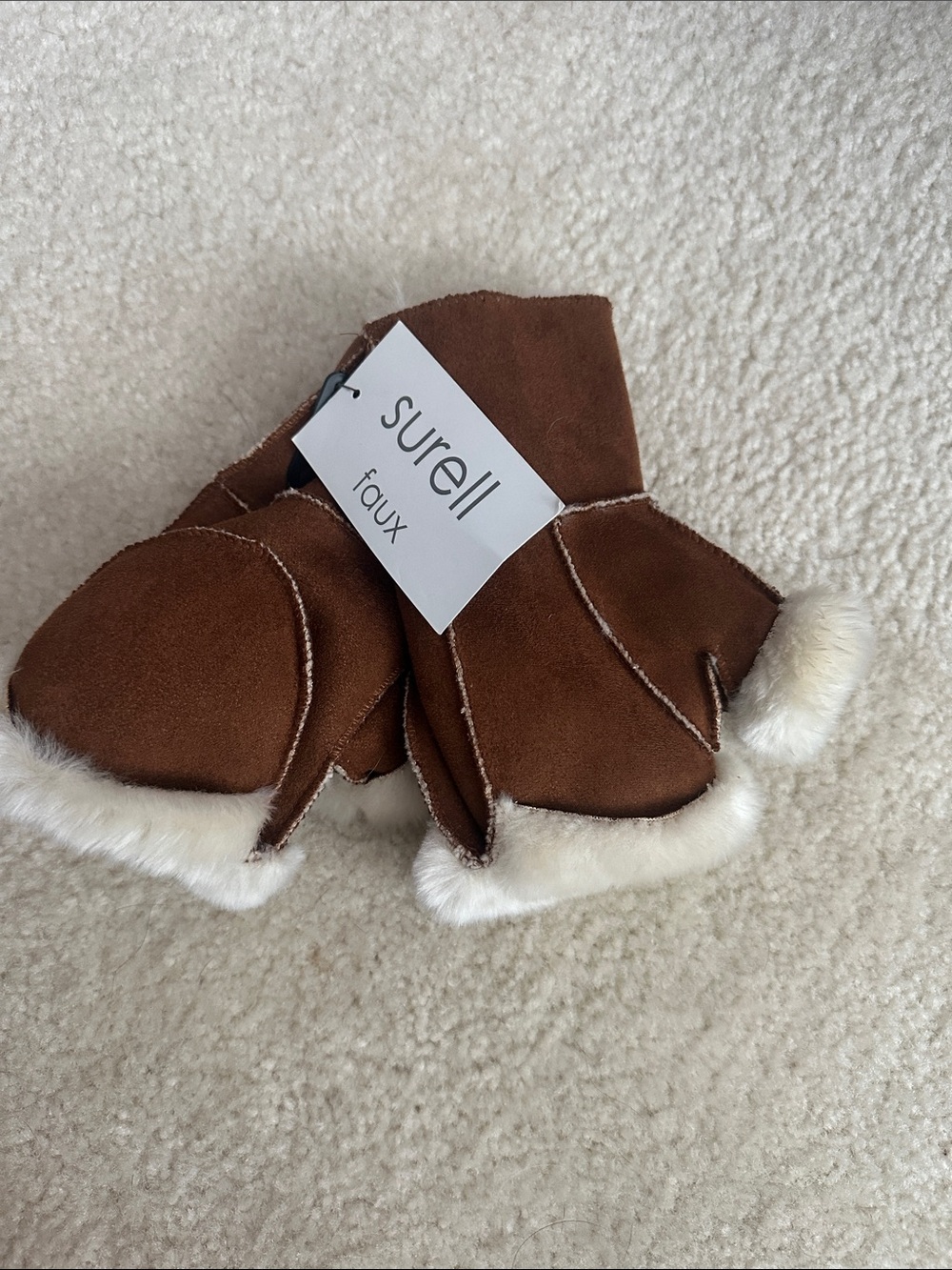 Surell Brown Faux Shearling Trim Baby Booties